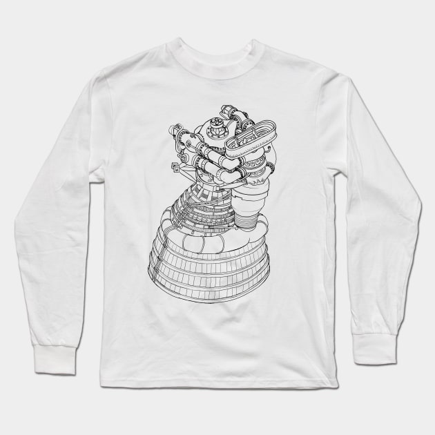 Saturn V Rocket Engine Long Sleeve T-Shirt by mycologist